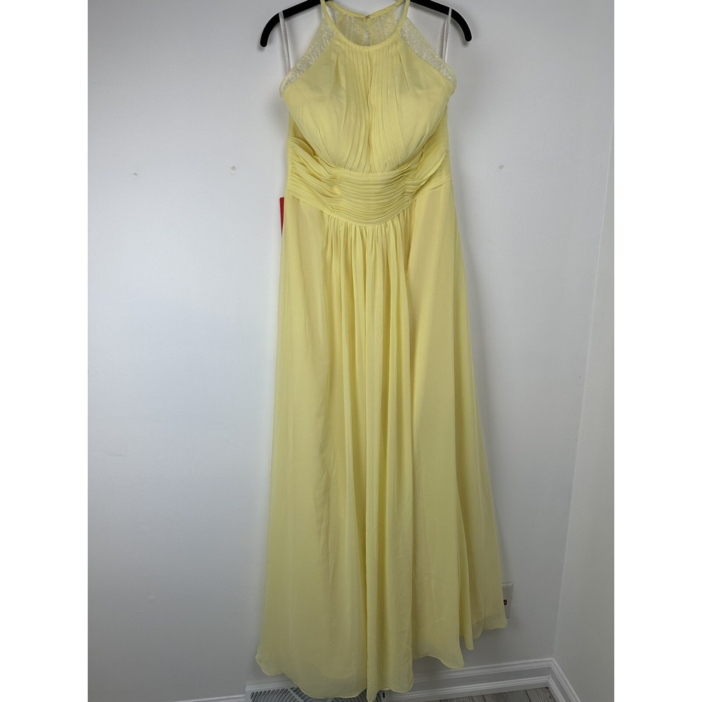 JJ's‎ House Women's Bridesmaid Dress Size 14 Yellow A-Line Halter Ruched